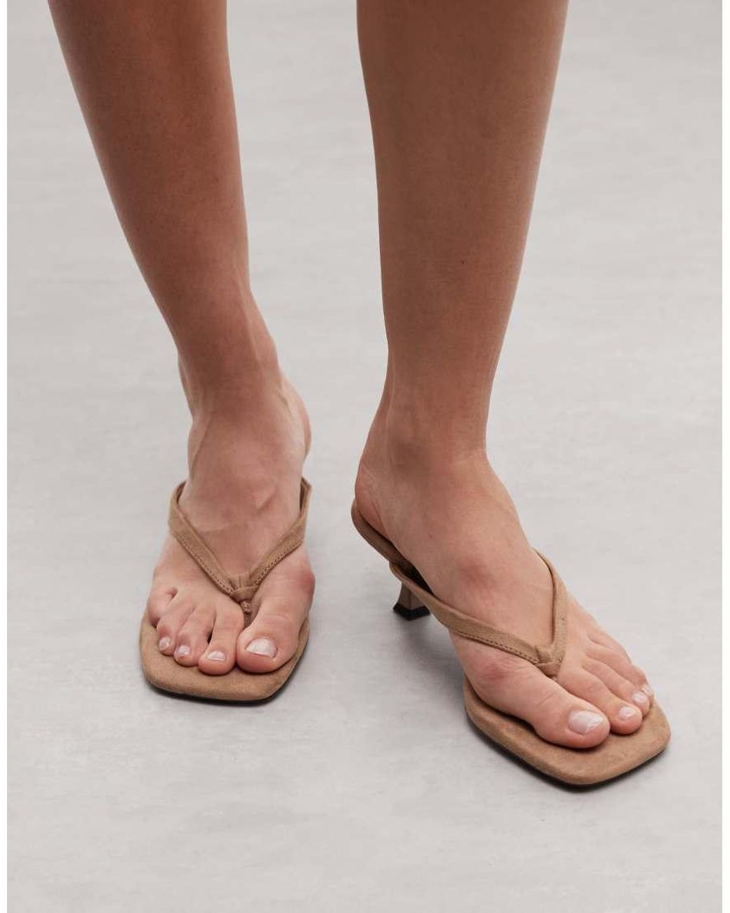 ASOS Brown Havana Toe Thong Kitten Heel Sandals