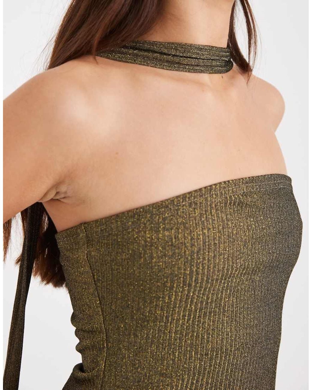 Miss Selfridge Multicolor Metallic Bandeau Scarf Top