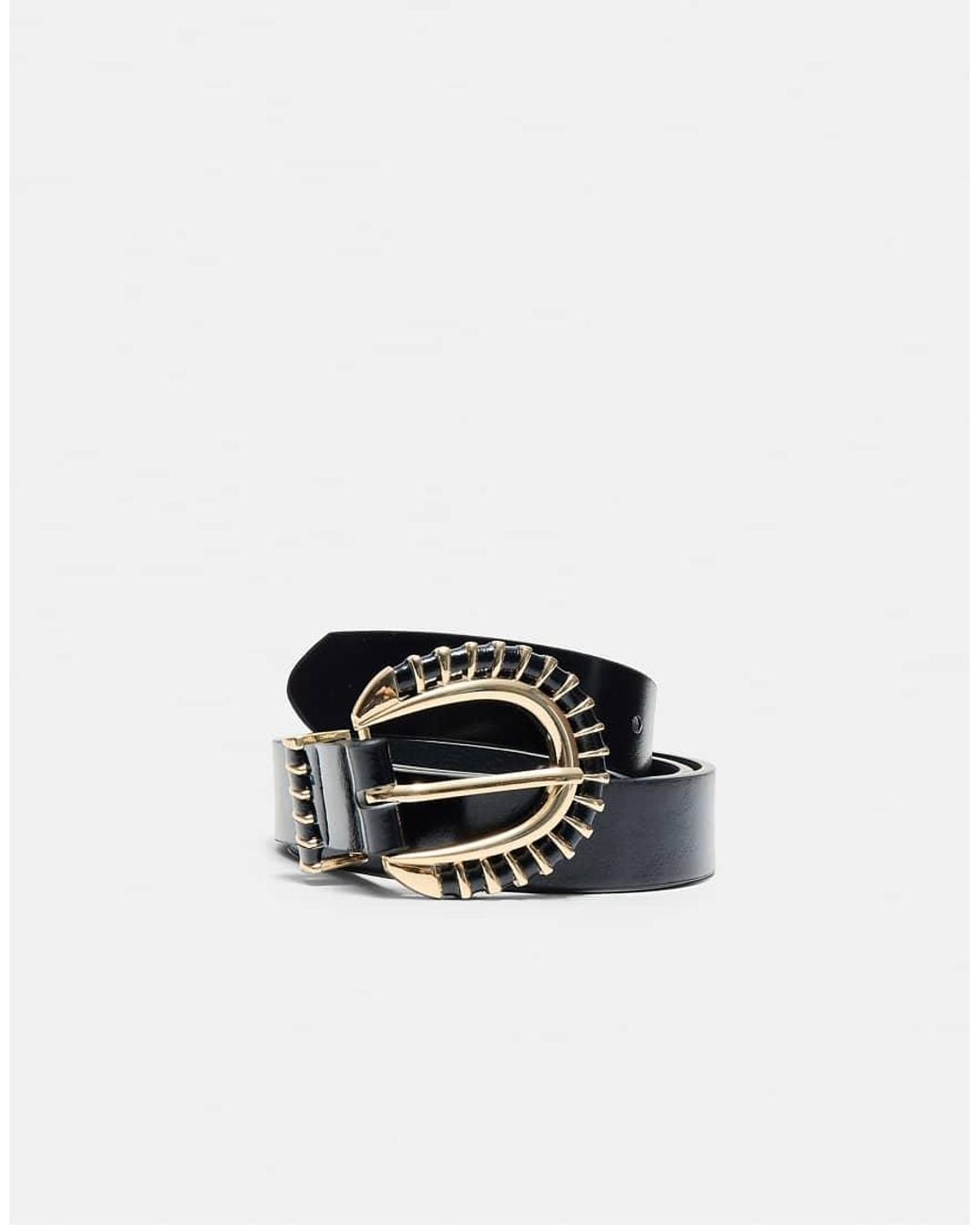 Stradivarius White Braided Buckle Belt