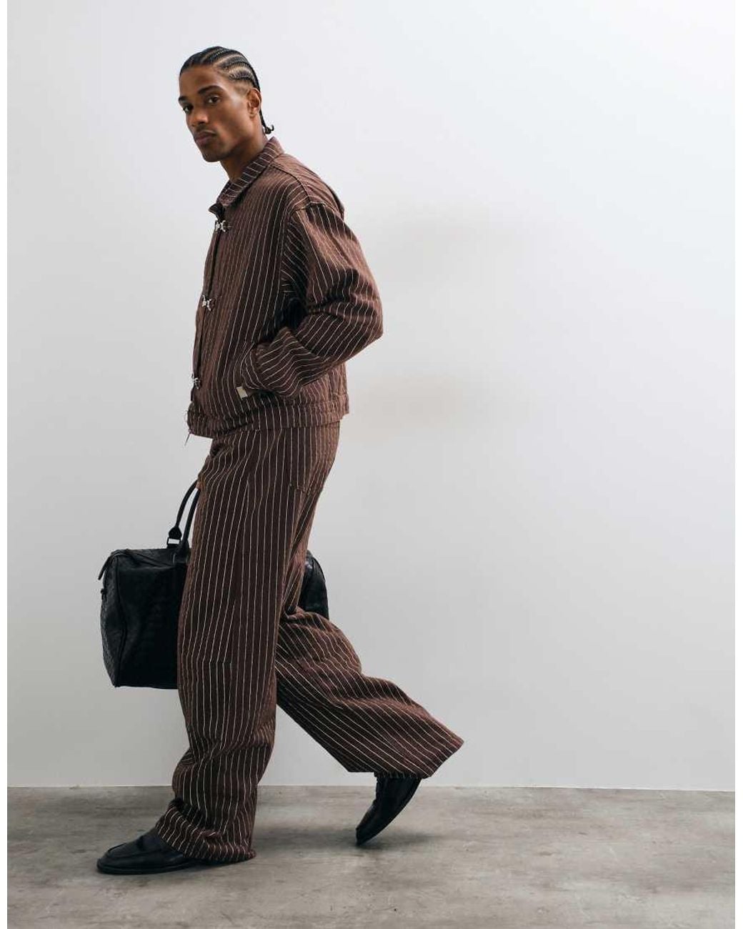 Liquor N Poker Brown Baggy Fireman Clasp Jeans Co-Ord for men