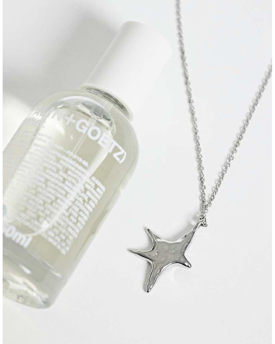 ASOS White Waterproof Stainless Steel Abstract Star Pendant Necklace for men