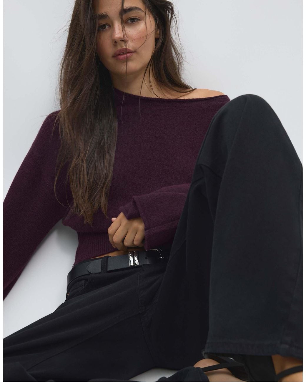 Stradivarius Blue Pullover mit weichem strickbund