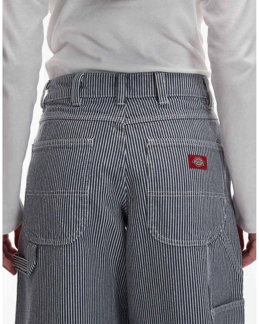 Dickies Gray Hickory Striped Loose Straight Carpenter Pants