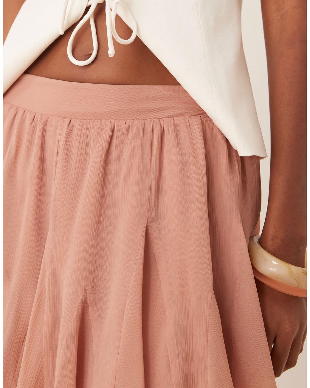 ASOS Natural Chiffon Godet Mini Skirt