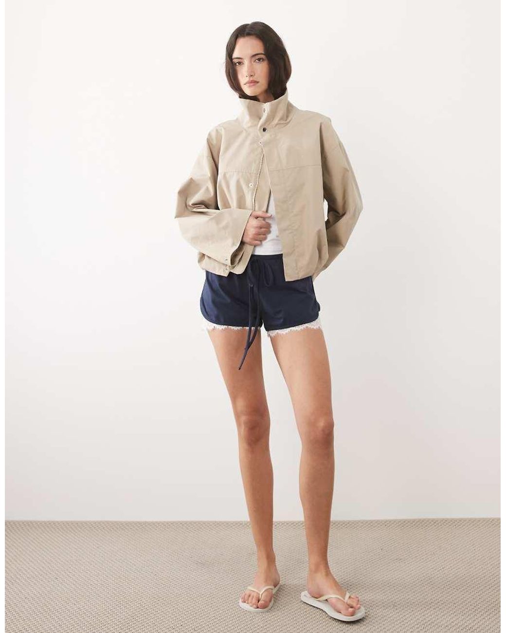 ASOS White Jersey Shorts With Lace Under Layer