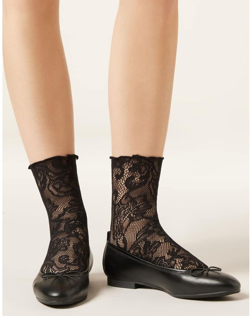 Calzedonia Black Floral Lace Socks