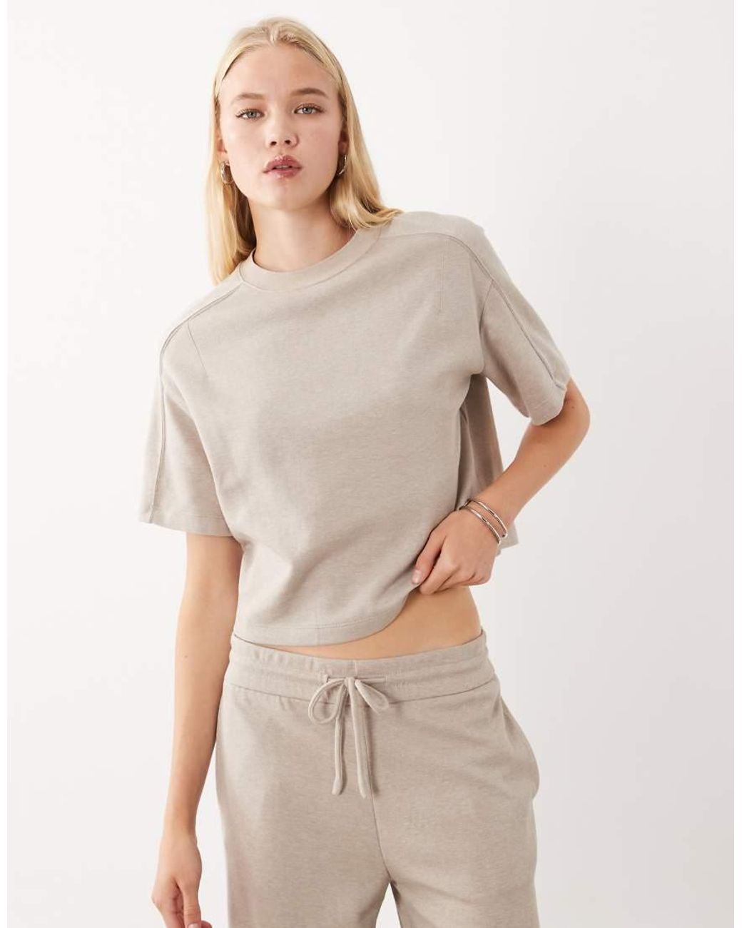 Mango Natural Pico Cotton Mix T-shirt Co-ord