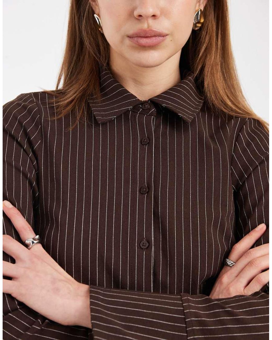 New Look Black Bengaline Stripe Fitted Shirt