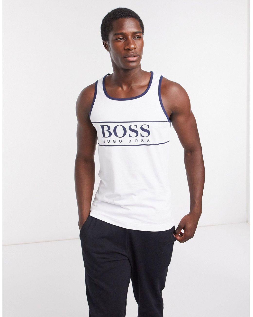 BOSS Logo Vest Top in White for Men Lyst UK
