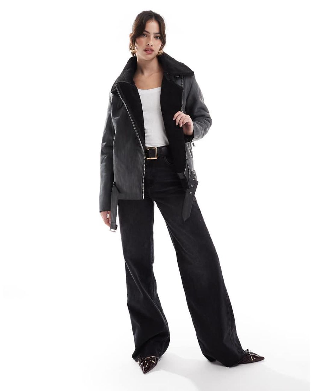 Glamorous Black Aviator Oversized Jacket