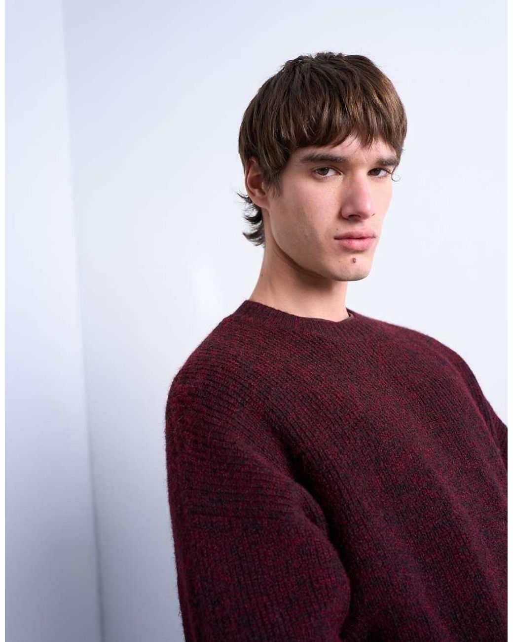 Topman Red Oversized Fit Crew Jumper for men
