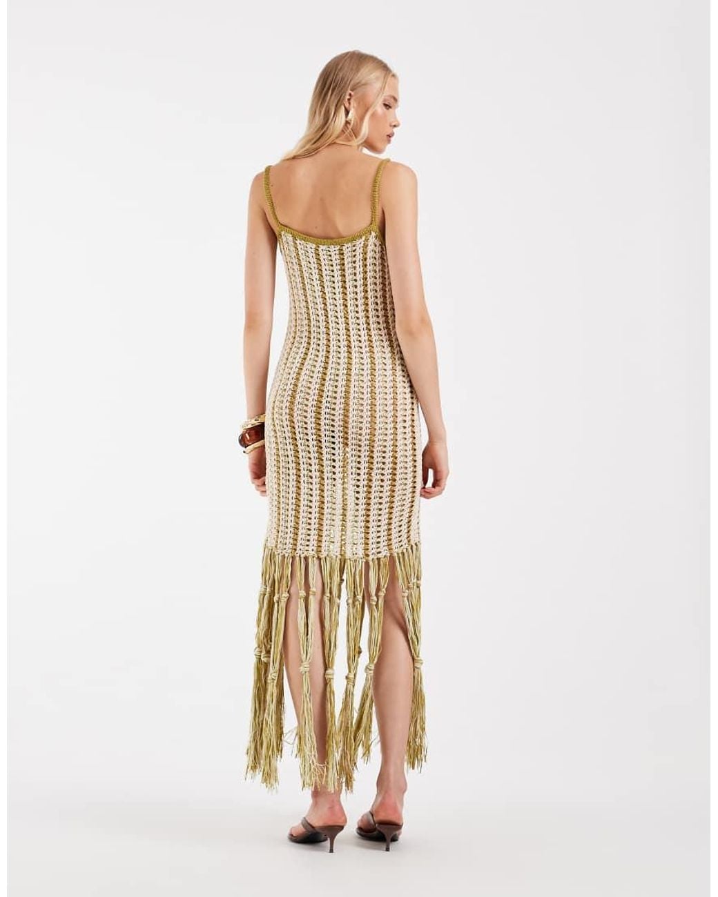 ASOS Metallic Tara Tassel Macramé Beach Maxi Dress