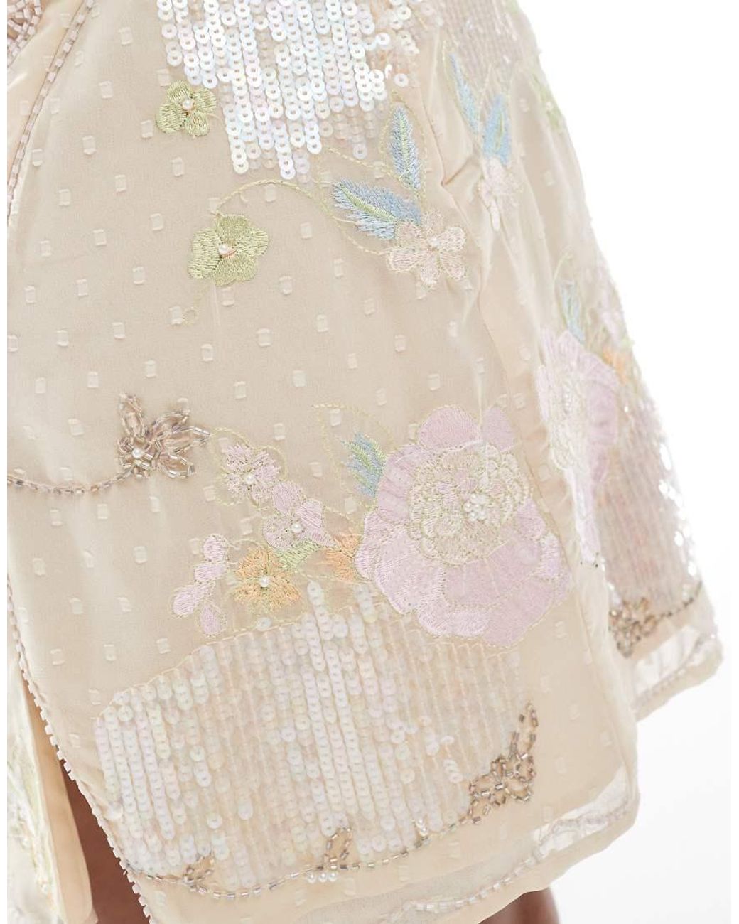 ASOS Natural Asos Design Curve Embroidered & Sequin Mini Skirt Co-ord
