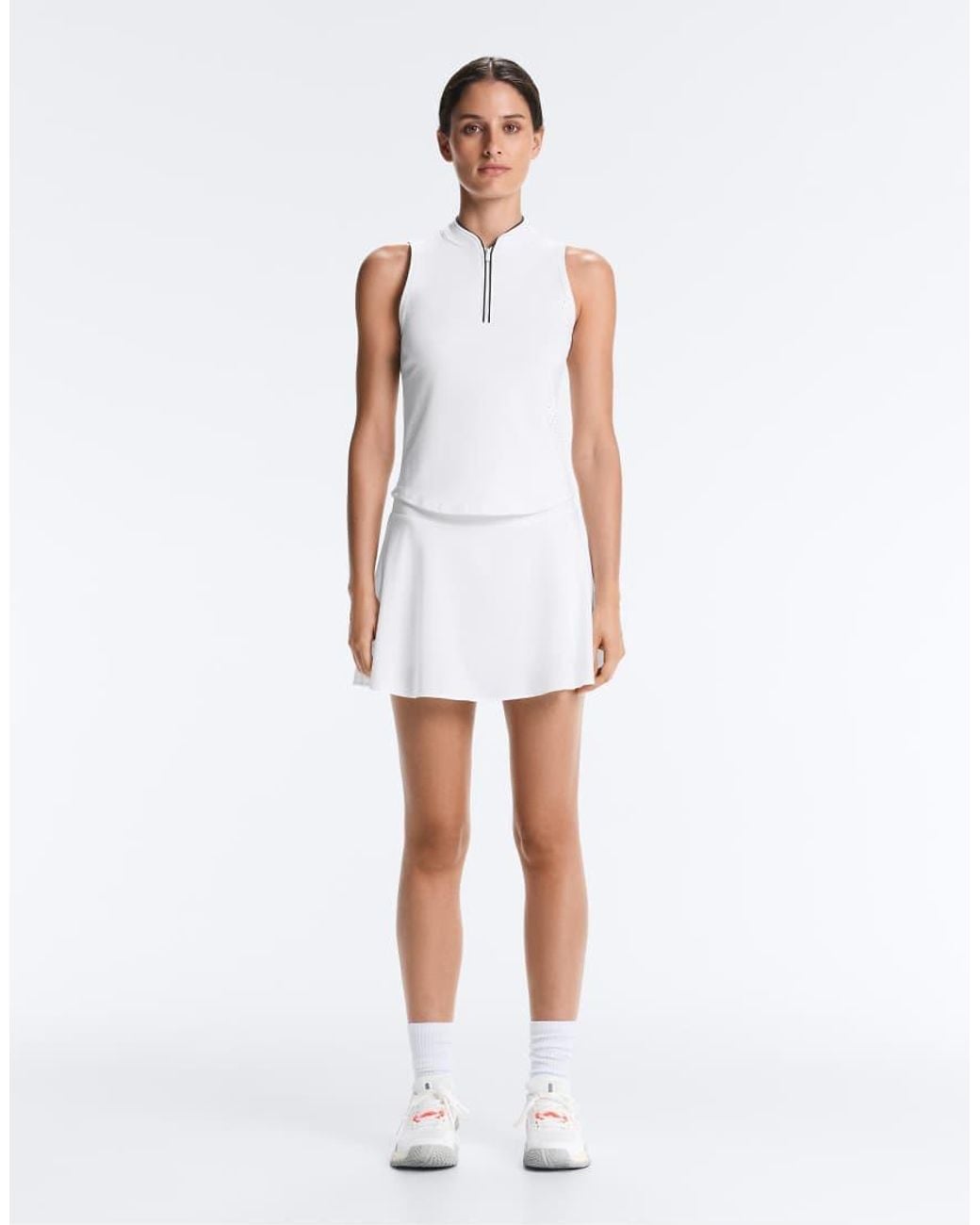 Oysho White Sleeveless Half-zip T-shirt