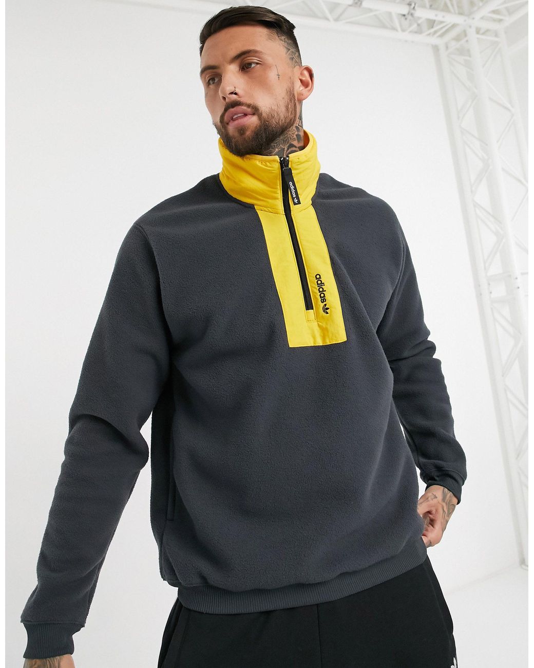 adidas Originals – adventure – fleece-pullover mit kurzem reißverschluss in  Grau für Herren | Lyst AT