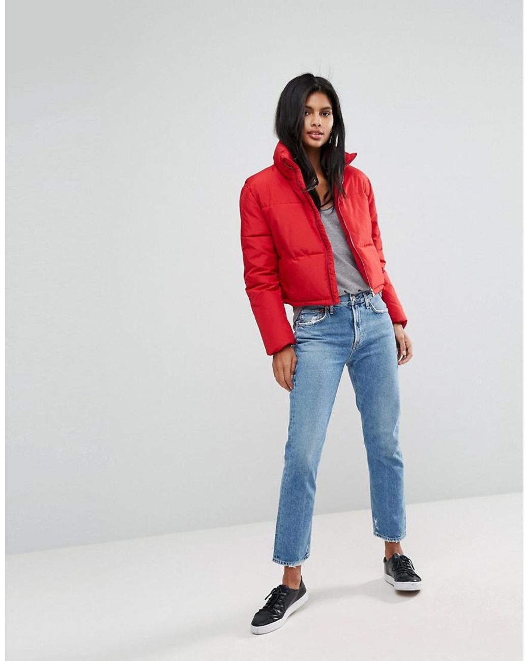 Red Cropped Puffer | tyello.com
