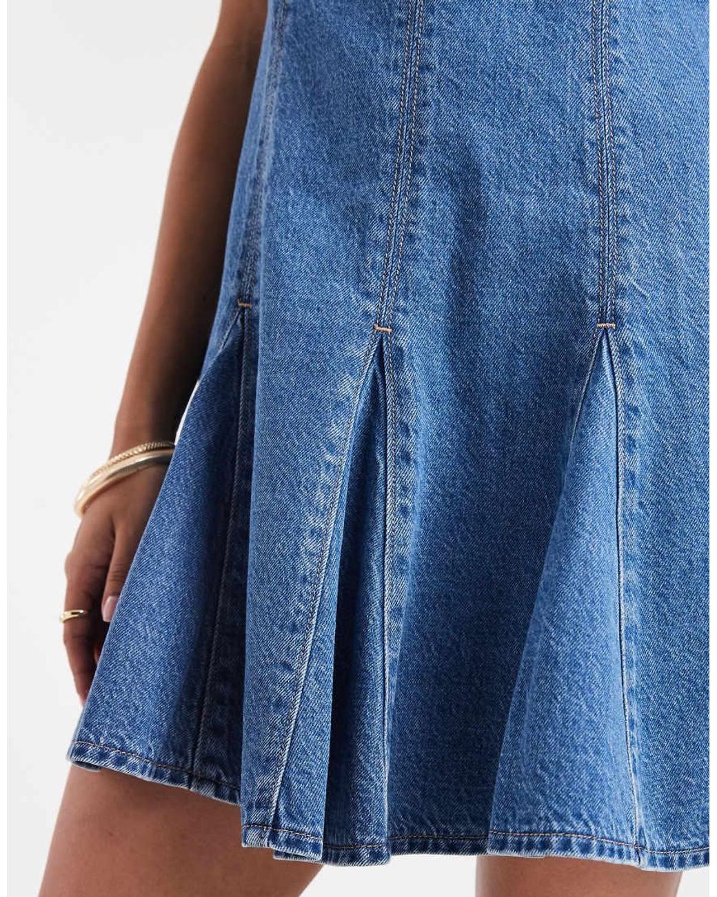 Levi's Blue Denim Pleated Mini Dress