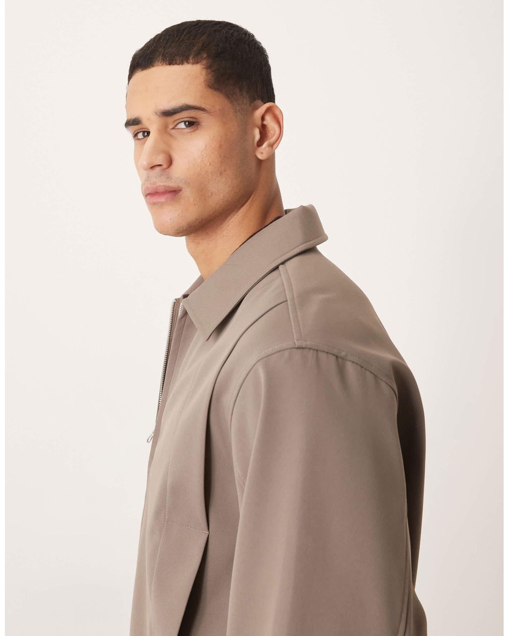 ASOS Natural Relaxed Smart Harrington Jacket for men