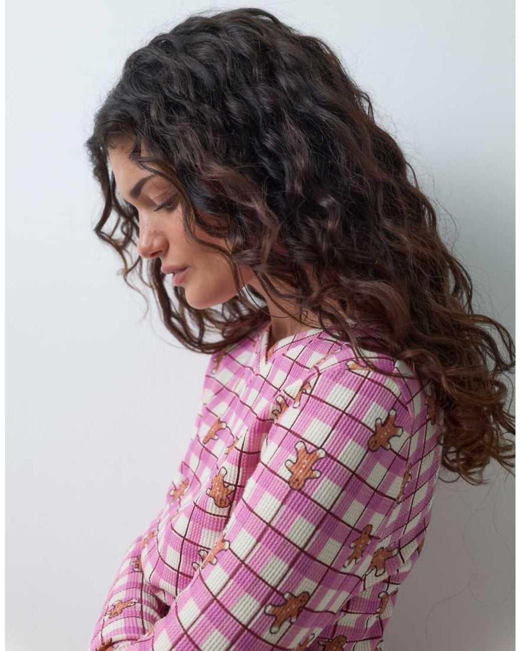 ASOS Pink Checked Pyjama Set