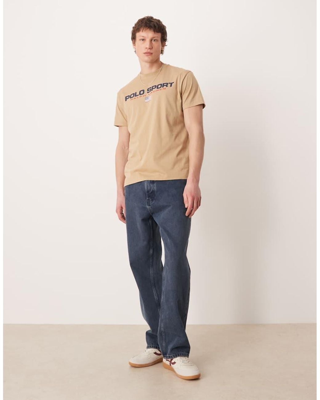 Polo Ralph Lauren Natural Sport Flag Logo Chest Print T-shirt Classic Fit for men