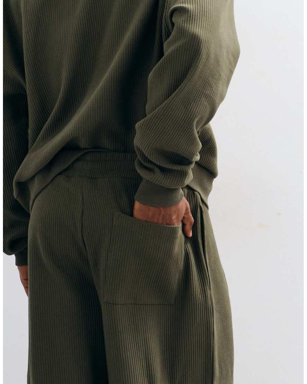 ASOS Green Ribbed Textured Oversized Balloon jogger for men