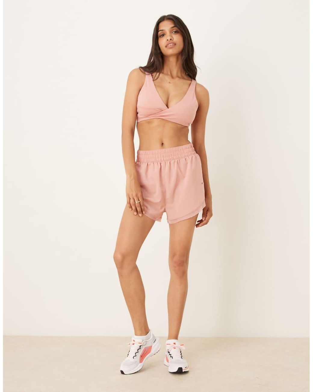 Nike Natural Nike One Training Dri-fit High Waisted 3 Inch Frilly Shorts