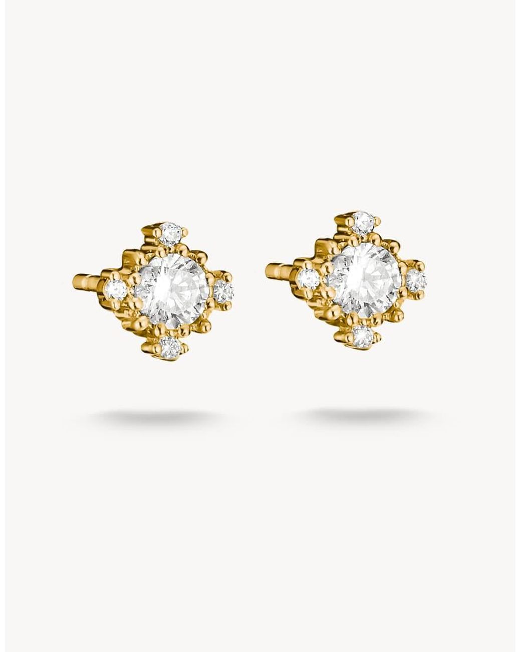 Thomas Sabo Metallic Ear Studs With White Zirconia