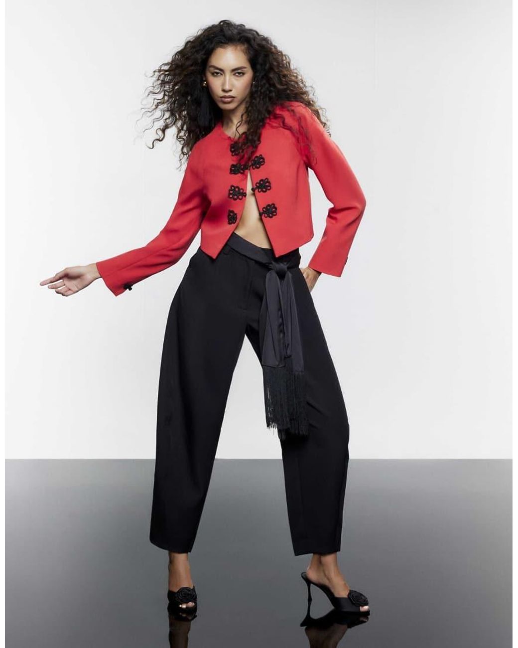River Island Red Mandarin Trim Jacket