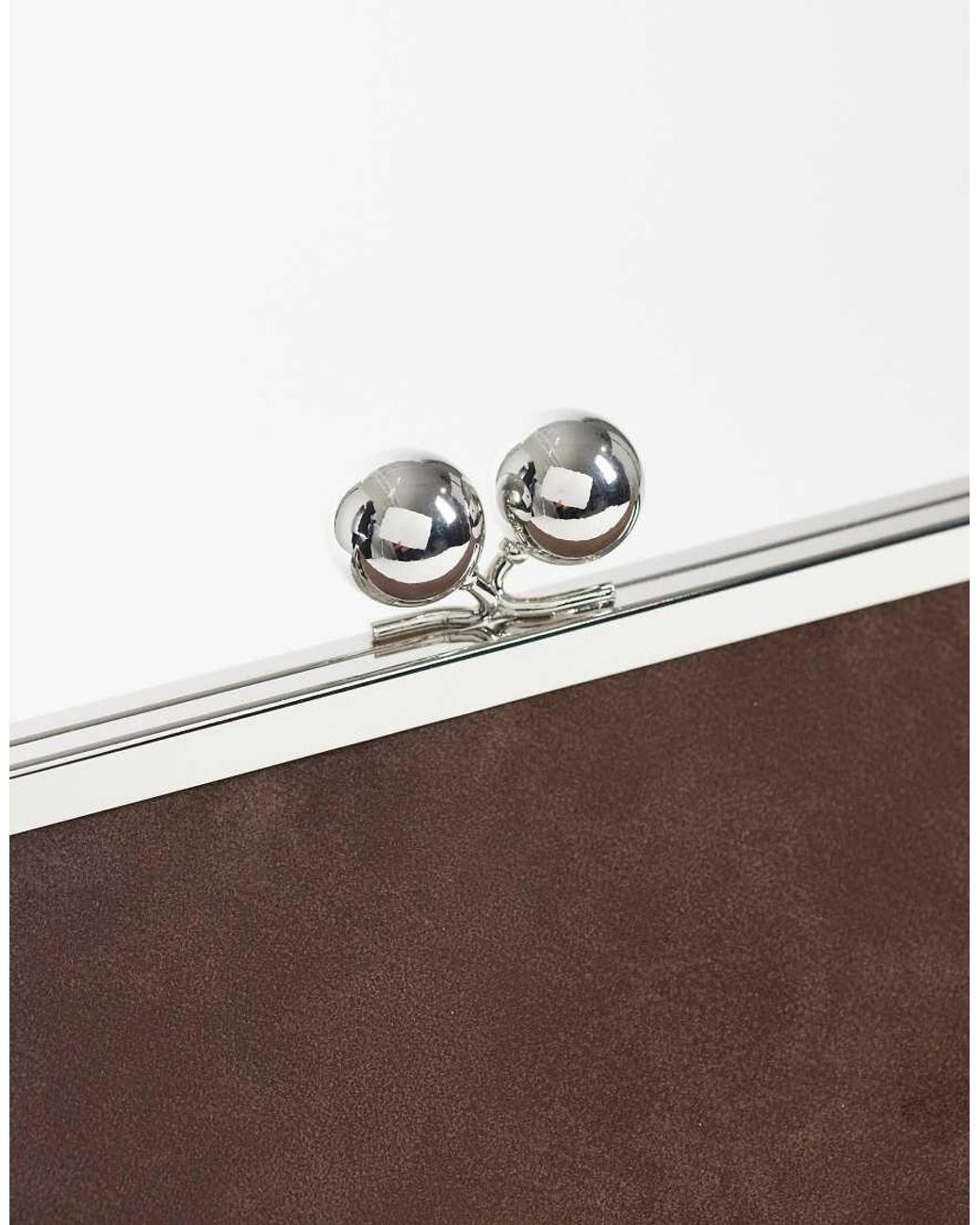 ASOS Brown Velvet Touch Oversized Frame Clutch Bag
