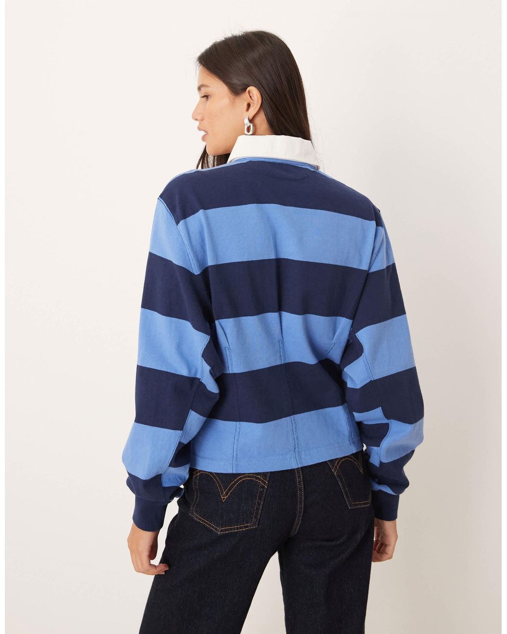 Haut Rayé Femme Style Rugby Bon Marché - Taille M - Occasion Très Bon état - Manches Courtes