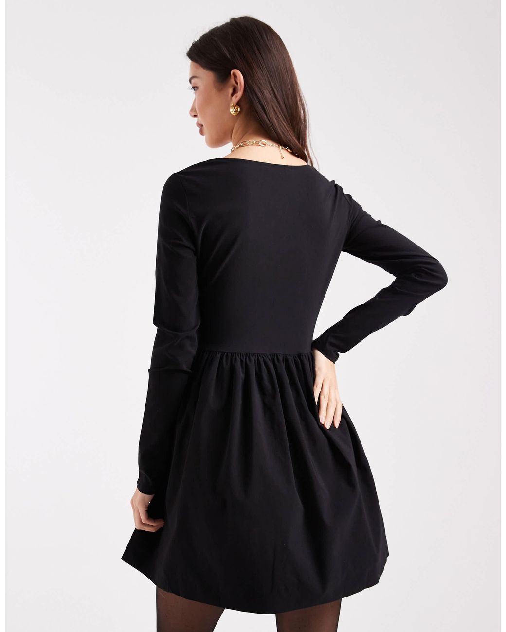 ONLY Black Corset Detail Long Sleeve Mini Dress