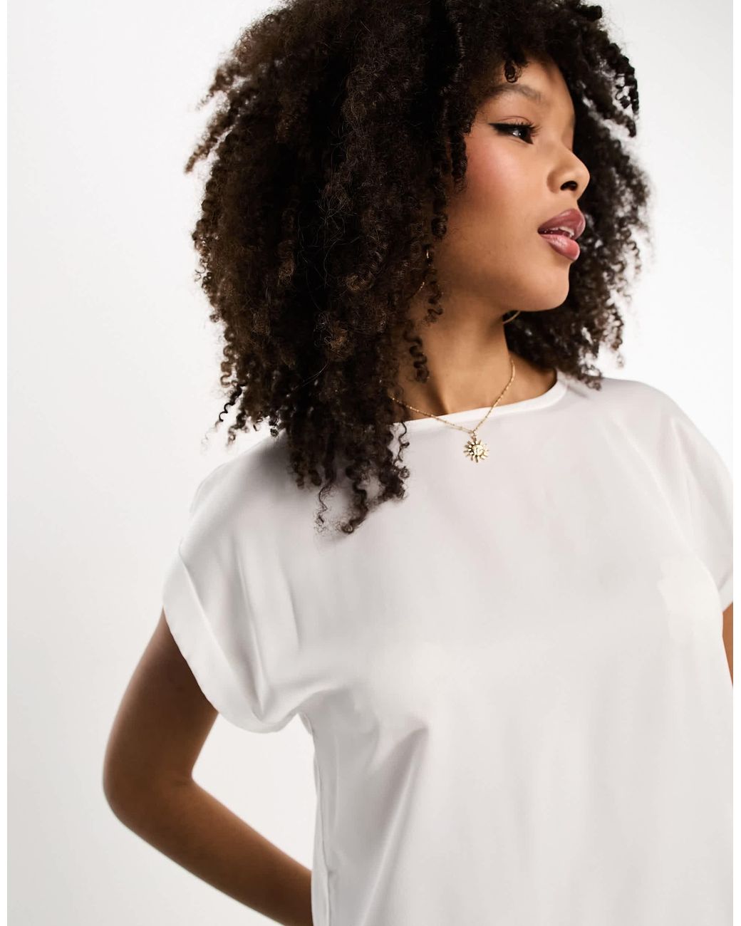 Vila White Satin Front Top