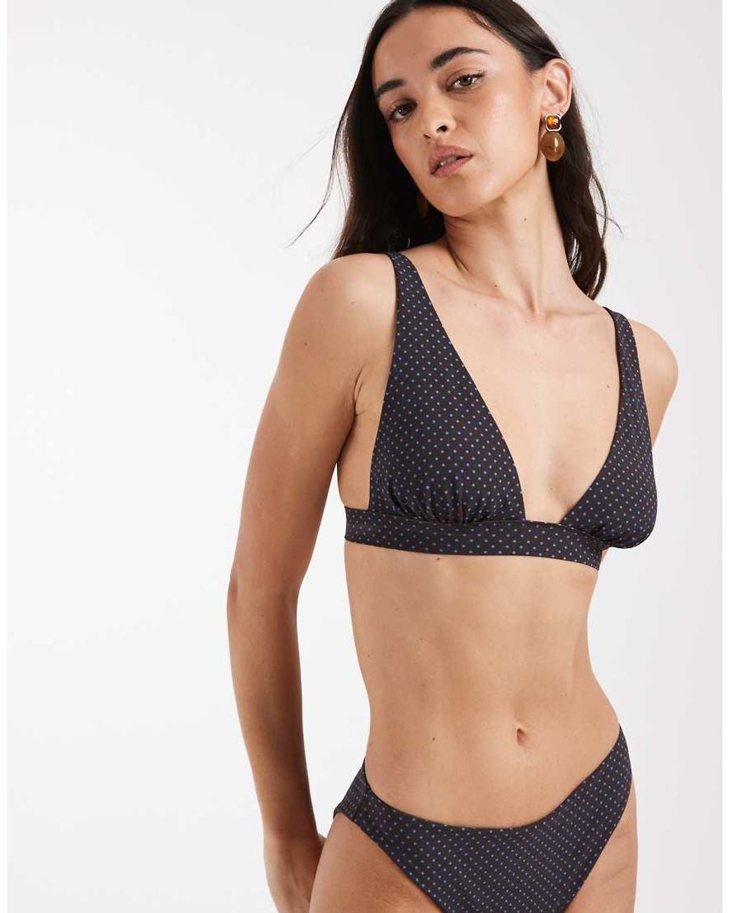 & Other Stories Blue Deep Plunge Bikini Top