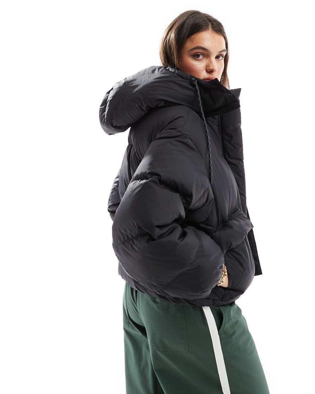 Levi s Western Shorty Hooded Nylon Bubble Down Puffer in Black Lyst UK
