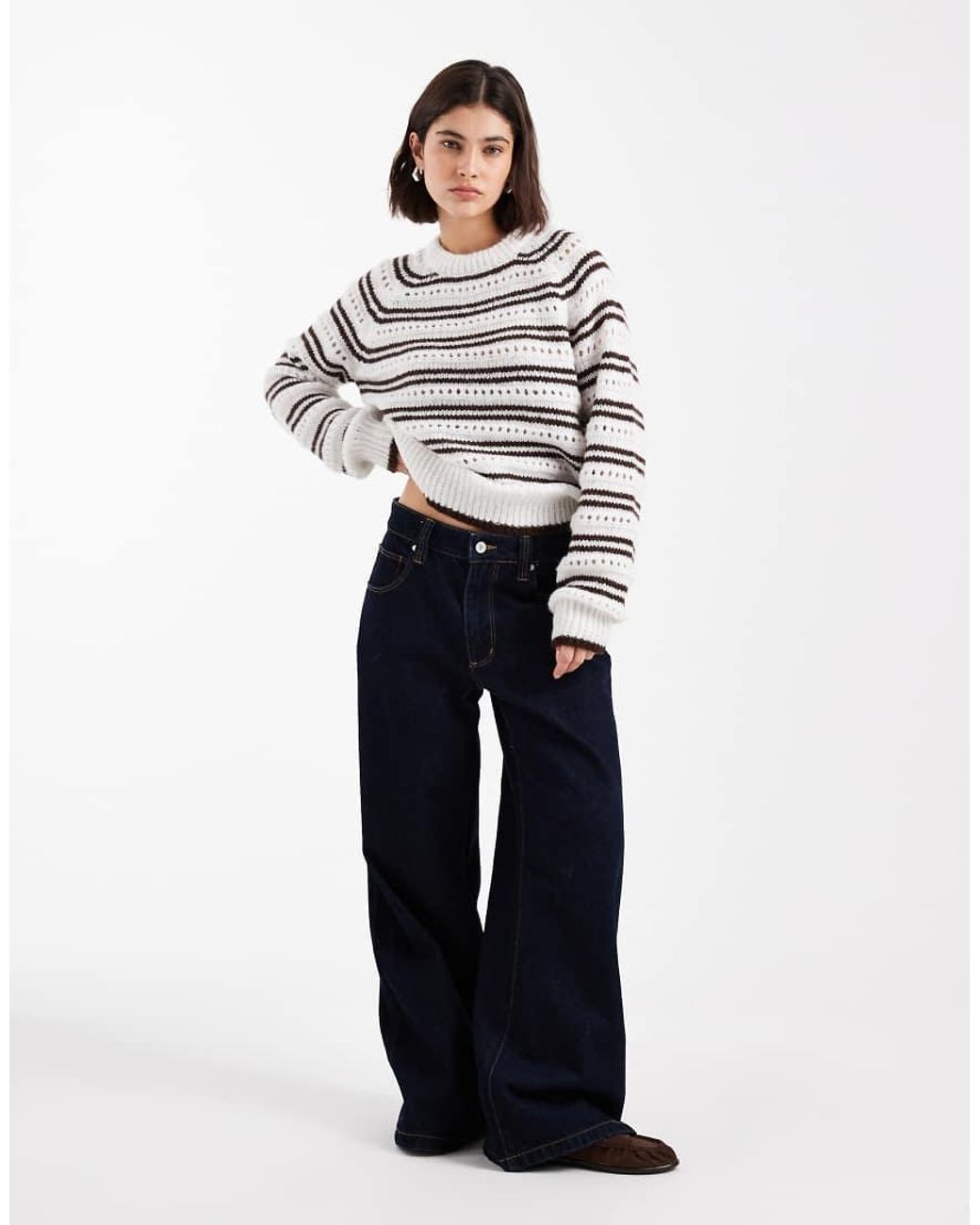 Pieces White Pointelle Knitted Jumper
