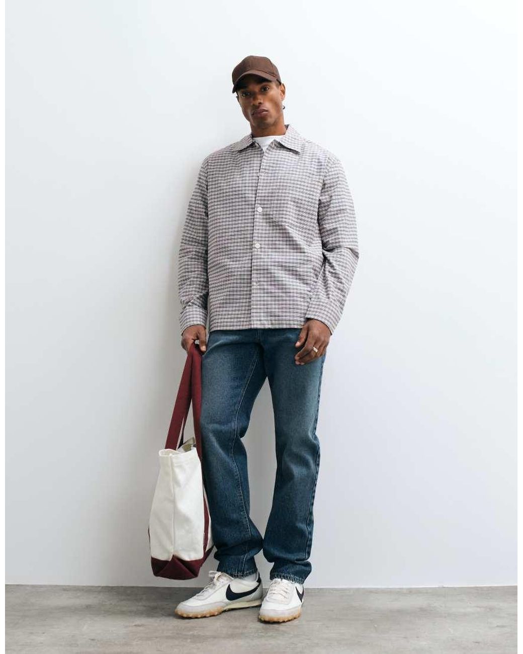 SELECTED Gray Brushed Cotton Oxford Shirt for men