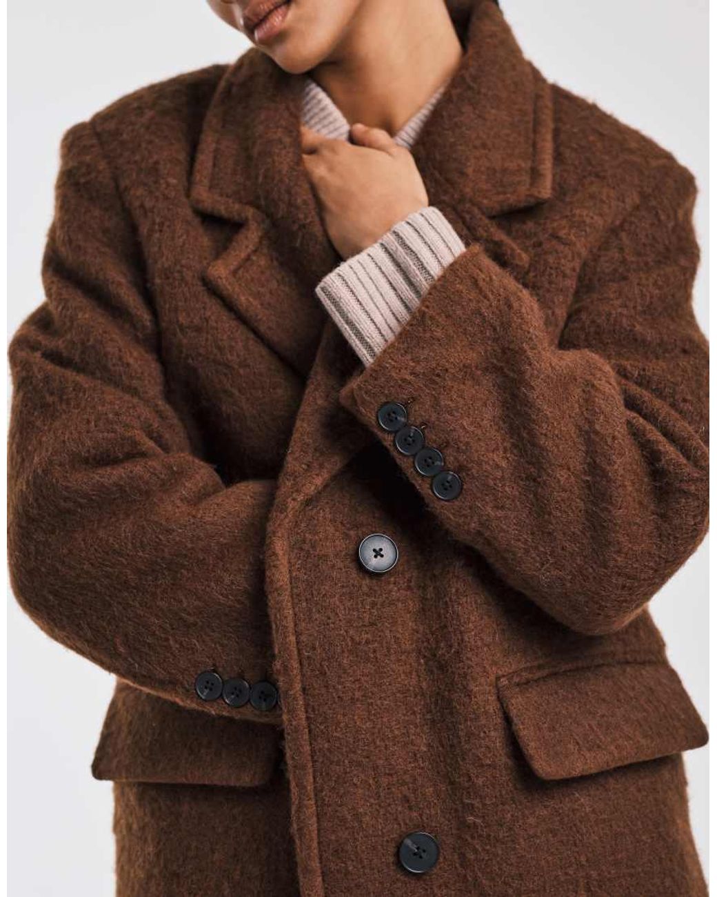 ASOS Blue Premium Brushed Wool Blend Dad Coat