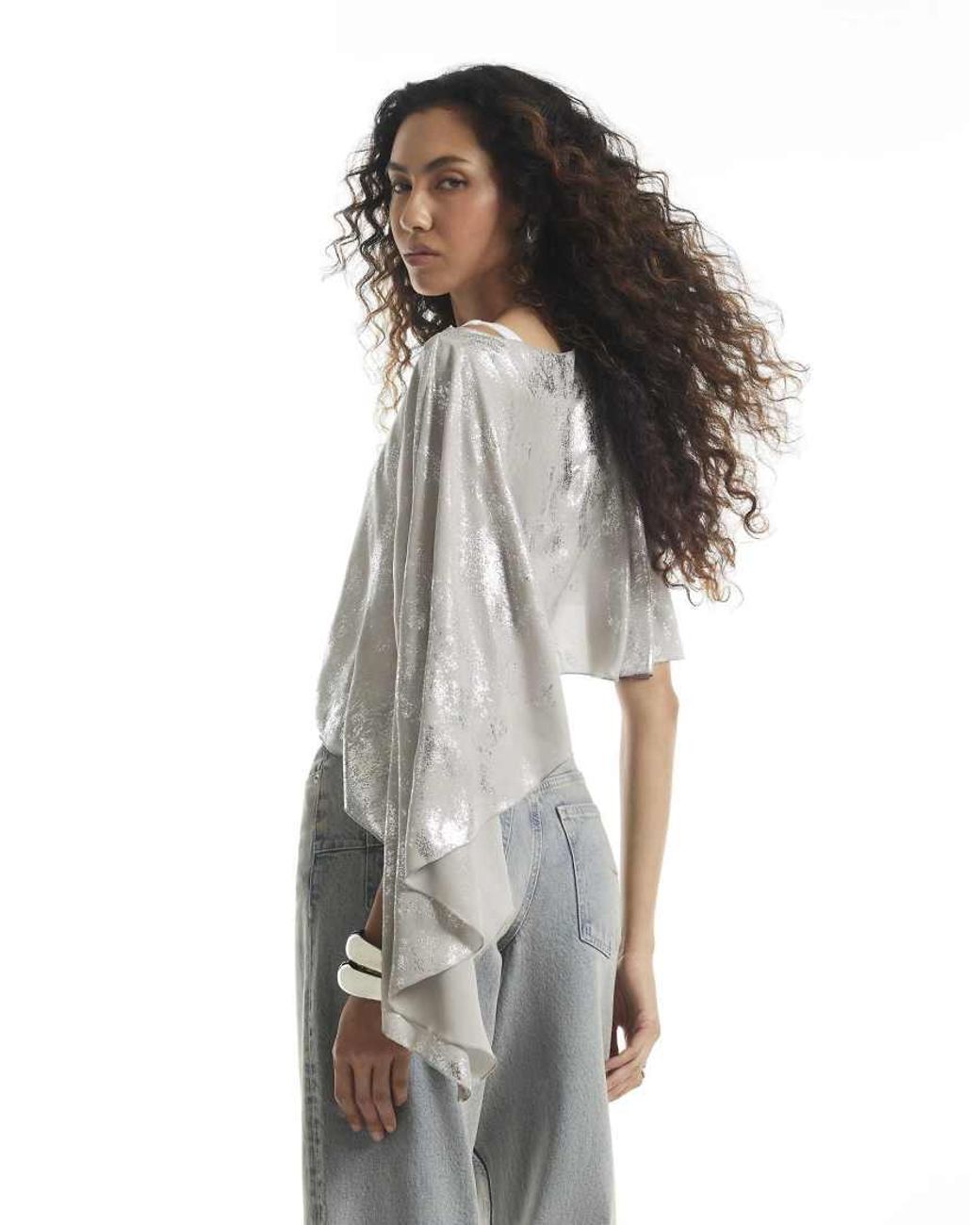 River Island Gray Asymmetric Cape