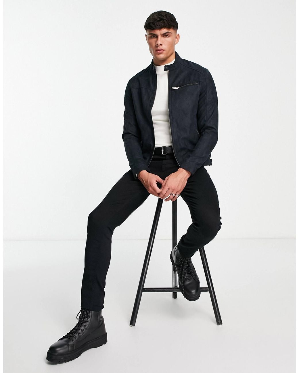 Jack & Jones Blue Essentials Biker Jacket for men
