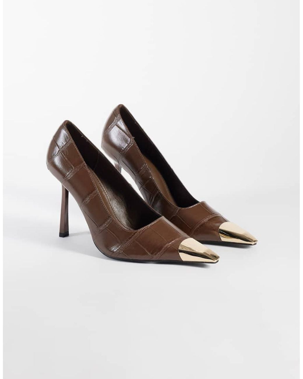 Public Desire Brown Rotate Heeled Pumps