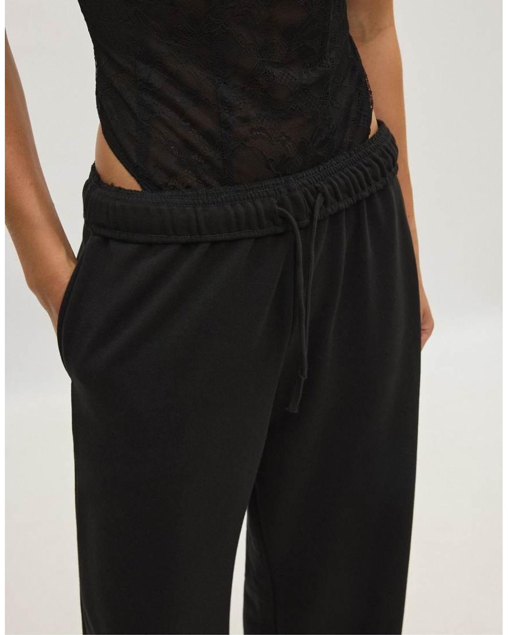 Stradivarius Black Wide-leg jogger Trousers