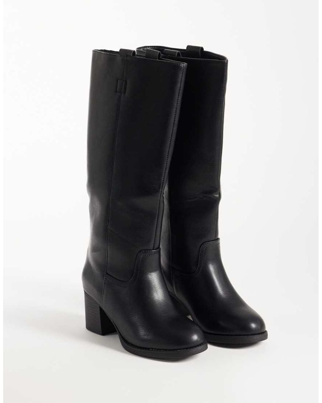 SEQWL Wide Fit Black Byron Pull On Knee Boots
