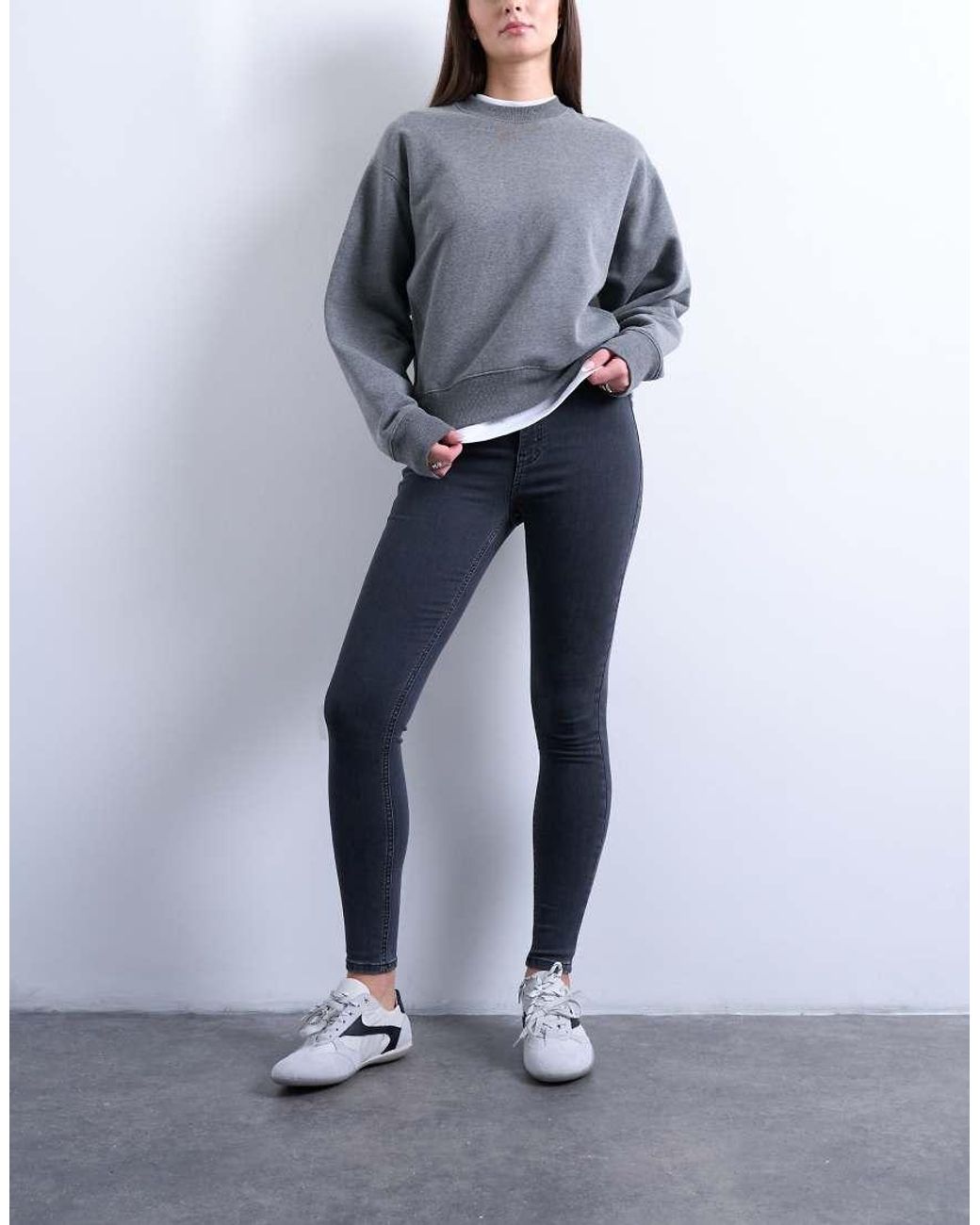 Topshop Hourglass Gray Joni Skinny High Rise Jeans
