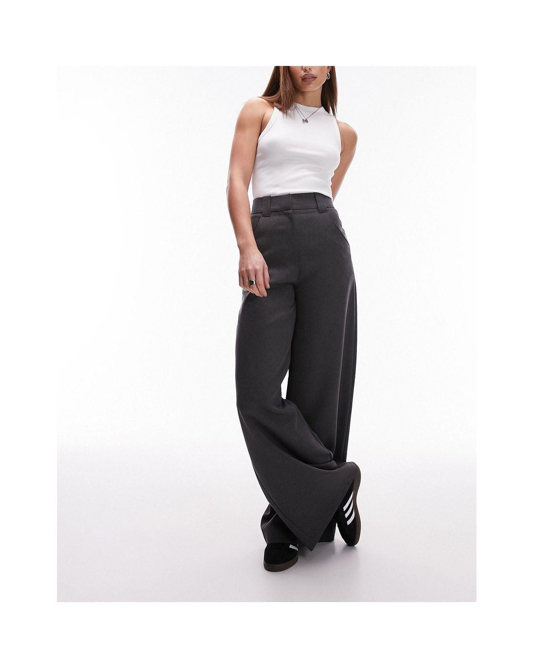 Topshop seamed sweatpants flare in gray