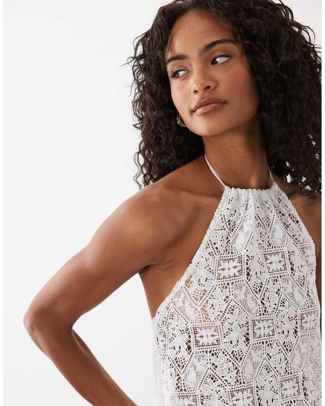 Motel White Irina Woven Halter Top