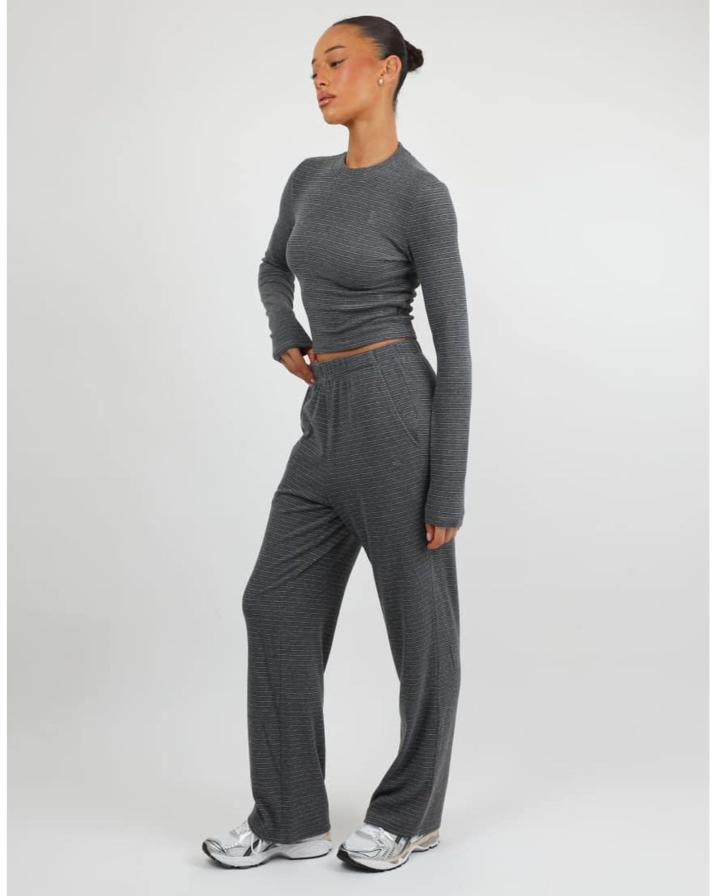 SIMMI Blue Monique Soft Stripe Fine Ribbed Long Sleeve Top