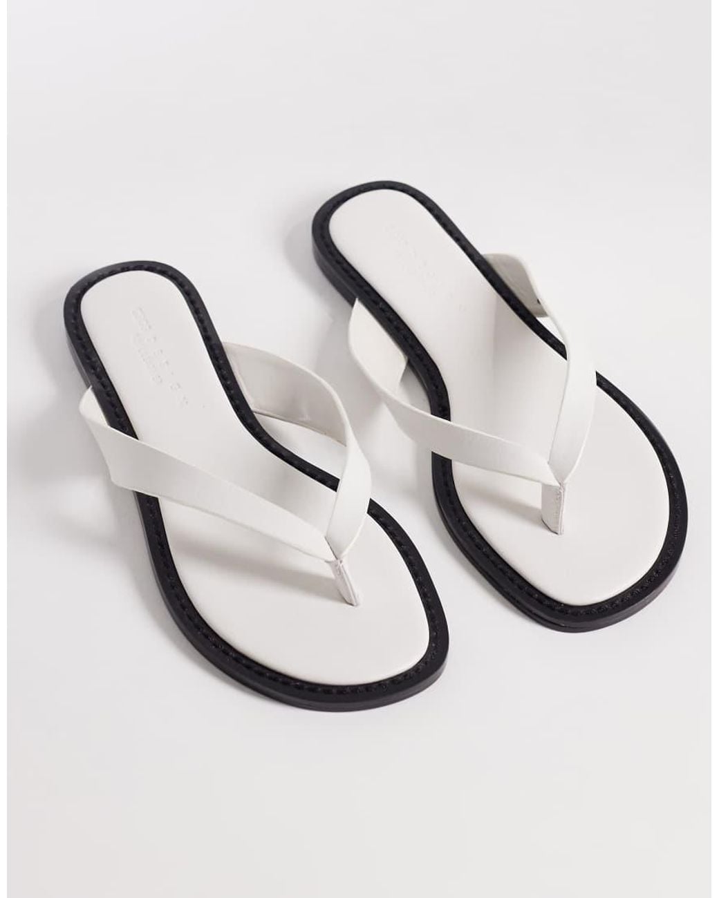 ASOS White Fenna Premium Leather Flip Flops