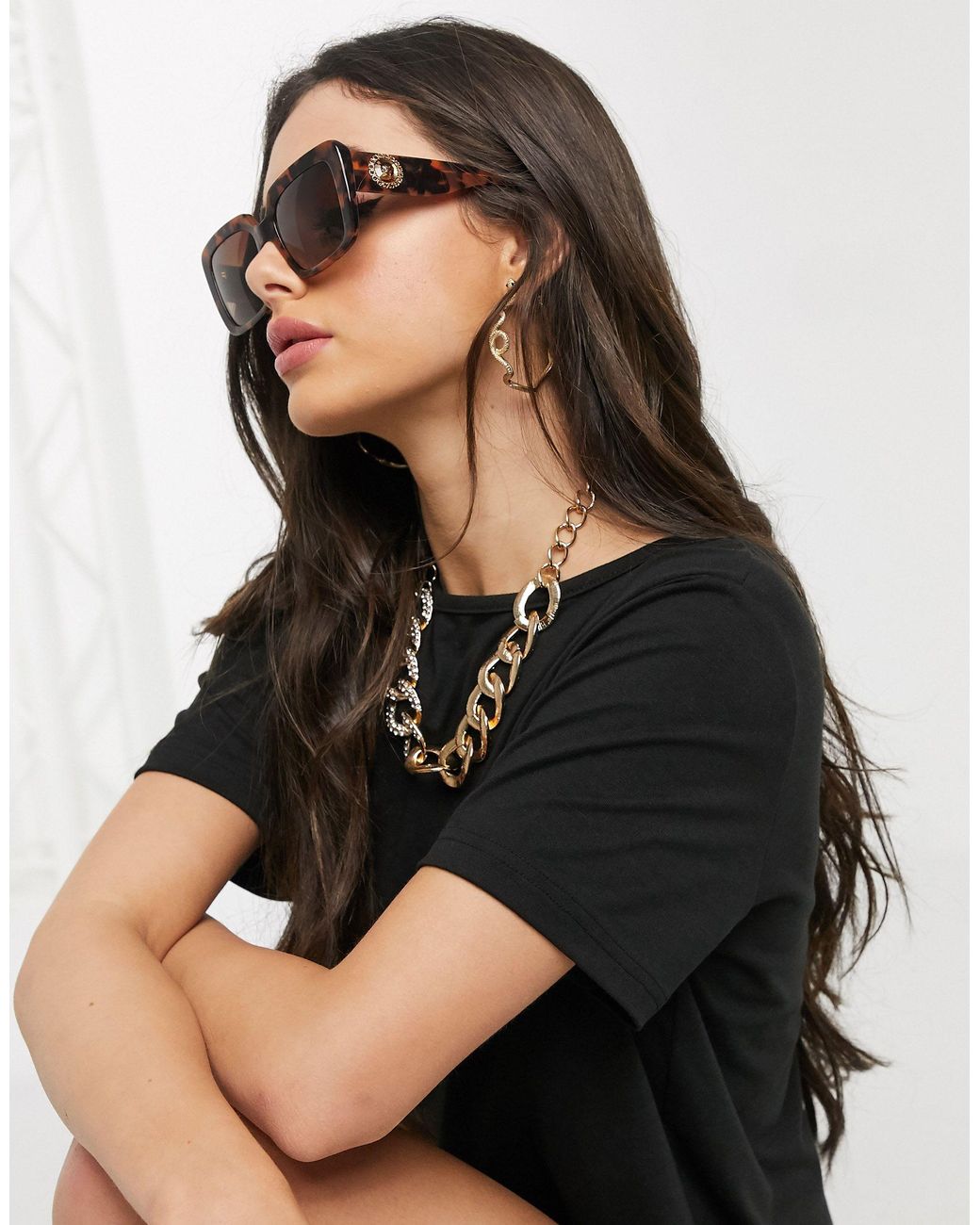 Black squared hotsell medusa medallion sunglasses