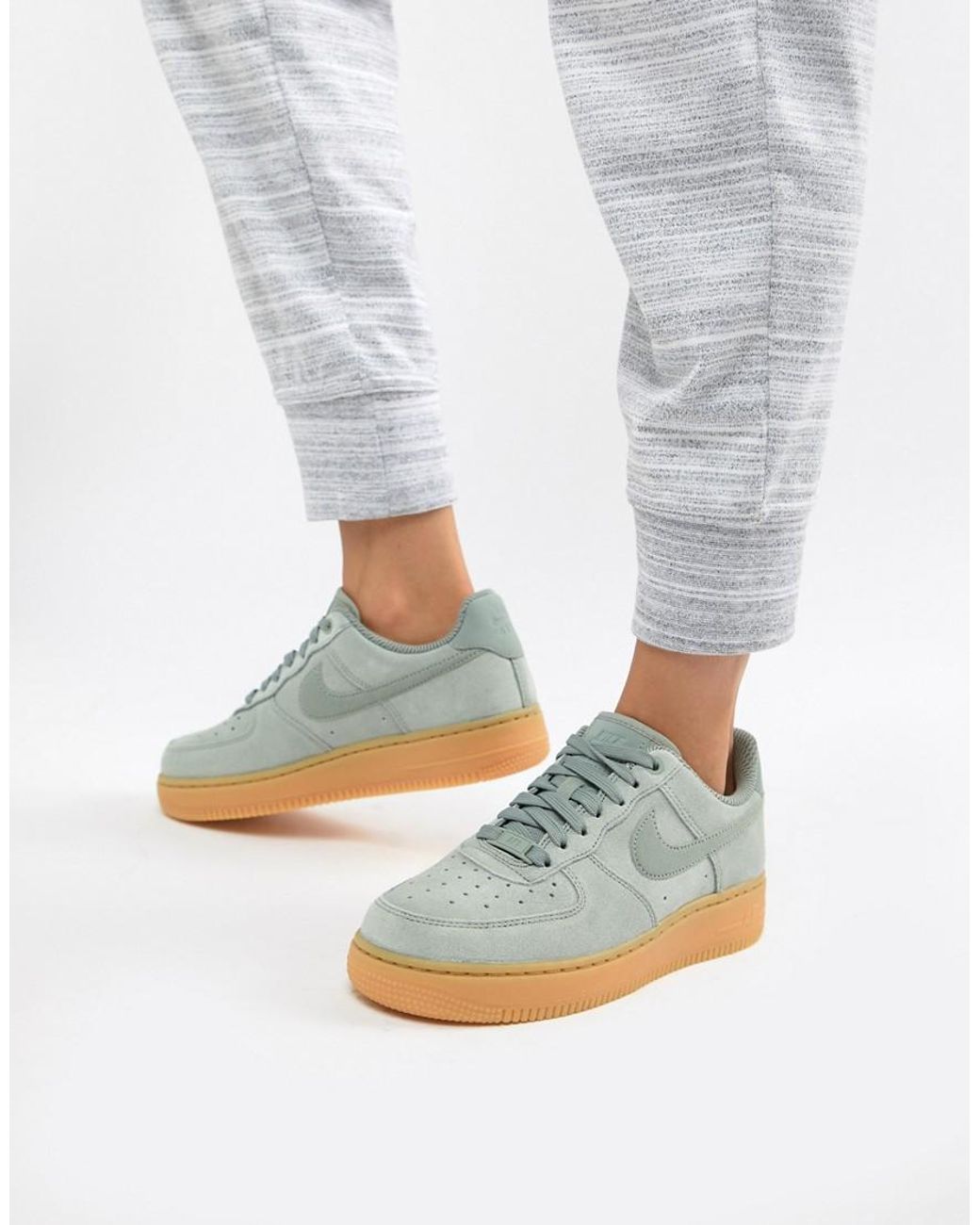 Nike Green Air Force 1 Sneakers With Gum Sole | Lyst