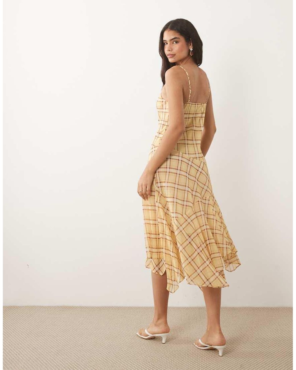Mango Natural Handkerchief Hem Strappy Midi Dress